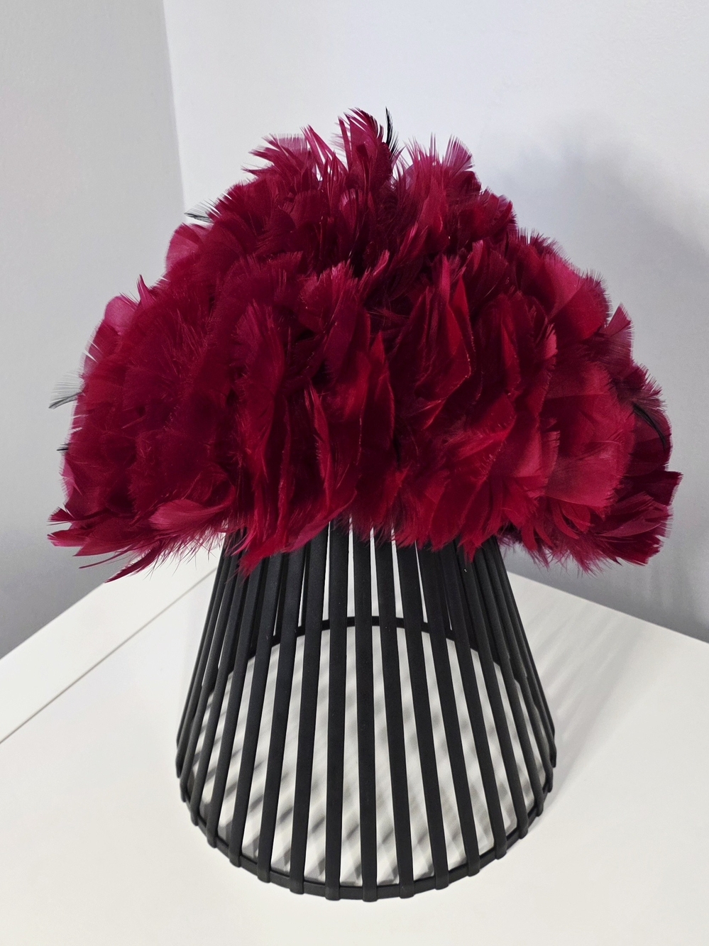 Decorative Feather Accent in Deep Burgundy - Home Accents
